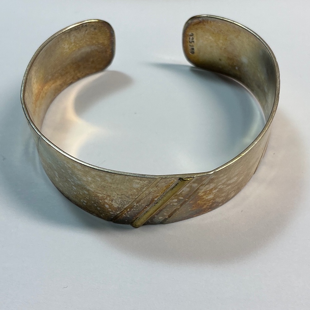 Sterling Silver Cuff Bracelet, signed JMP 925. 2 1/8 inch diameter